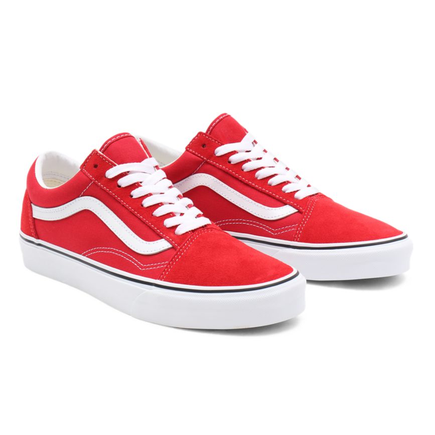 Men's Vans Old Skool Low Top Shoes India - Red/White [VJ8375126]